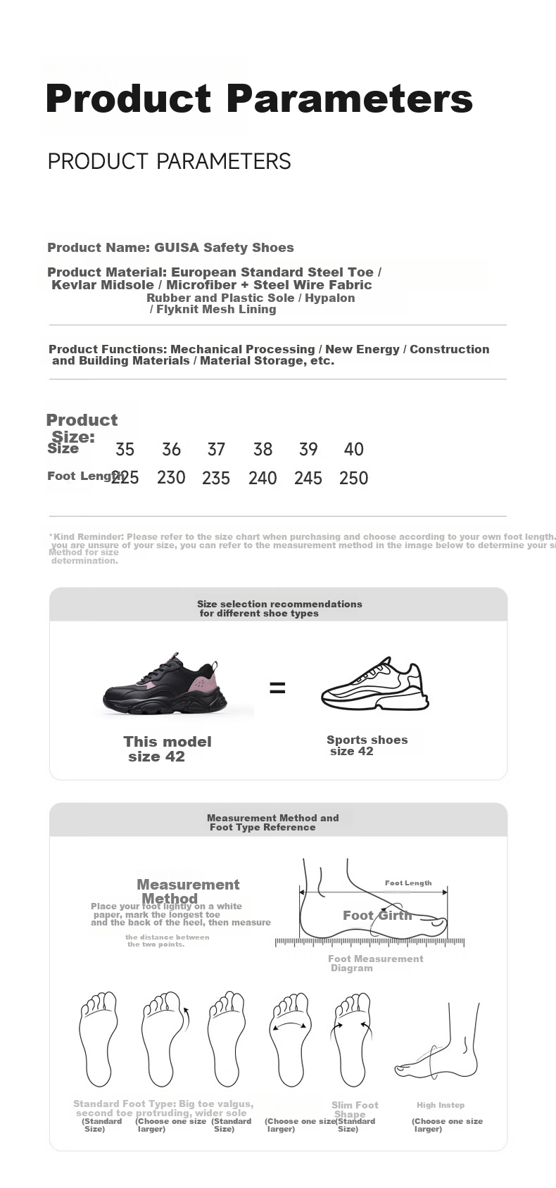 Junbu Women's Safety Work Shoes Anti-Smash Anti-Puncture Steel Toe Waterproof Ultra-Light Soft Sole Comfortable Construction Shoes 5076 Size 37 17