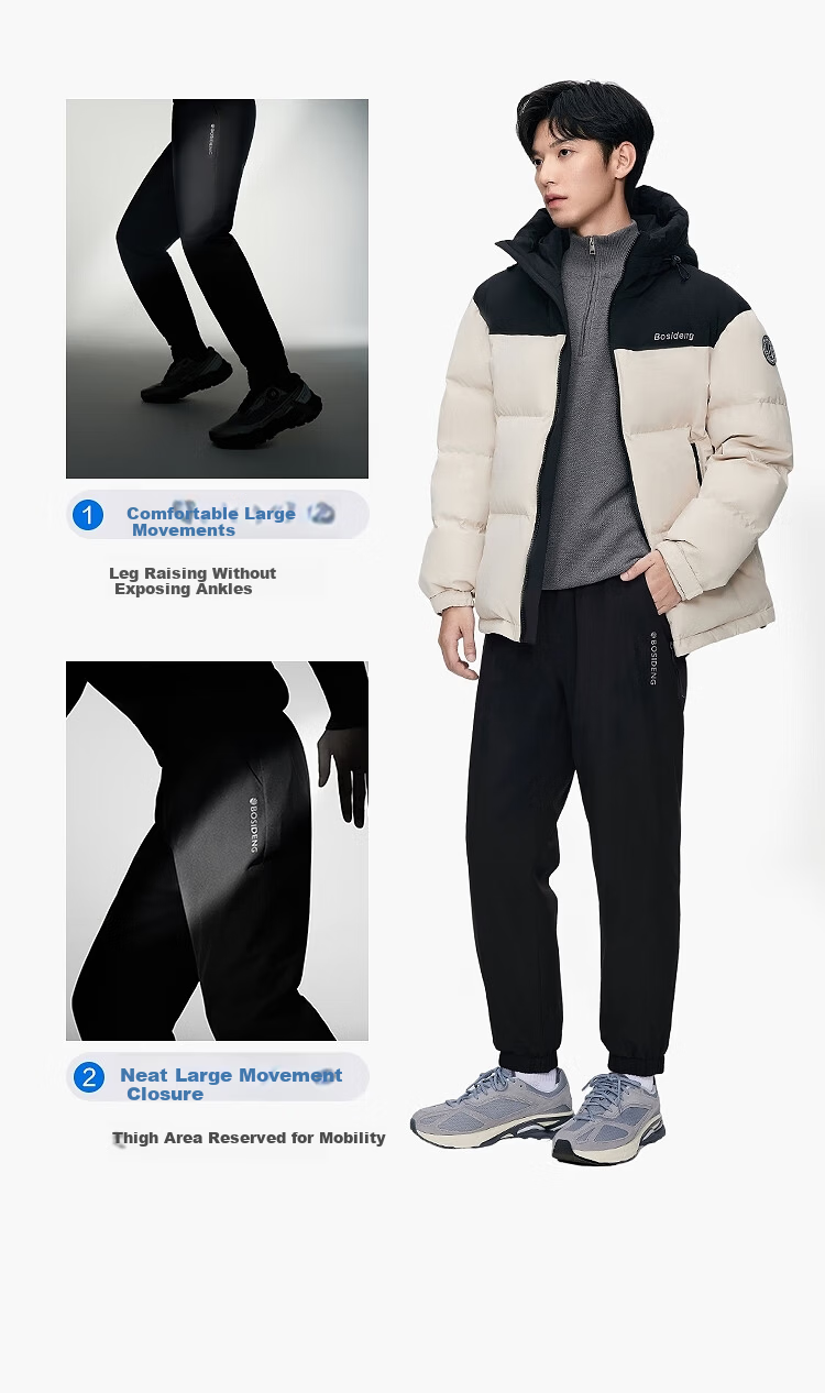 BOSIDENG Anti-Season down Pants for Men, Winter 90% Down, Thickened Casual Versatile Warm Comfortable Outer Wearable Trousers 12