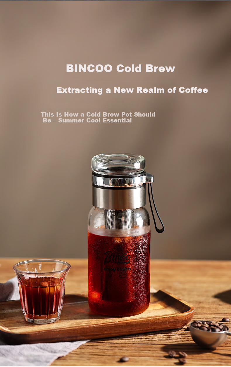 Bincoo Glass Cold Brew Coffee Maker Portable Cold Brew Bottle with Filter for Home Use Iced Americano Cup 9