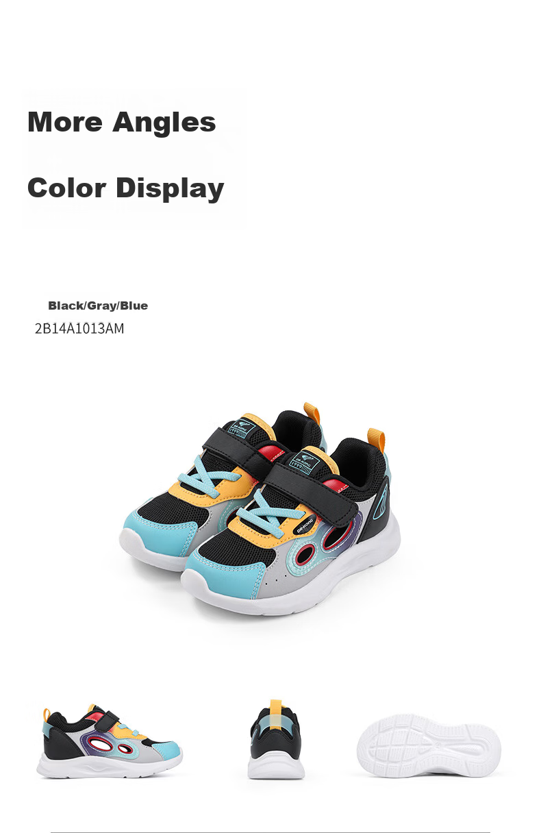 DR·KONG Toddler Sneakers Sports Shoes Spring Boys and Girls Hollow Breathable Kids Shoes 2B14A1013BM Black/Silver Size 25 13