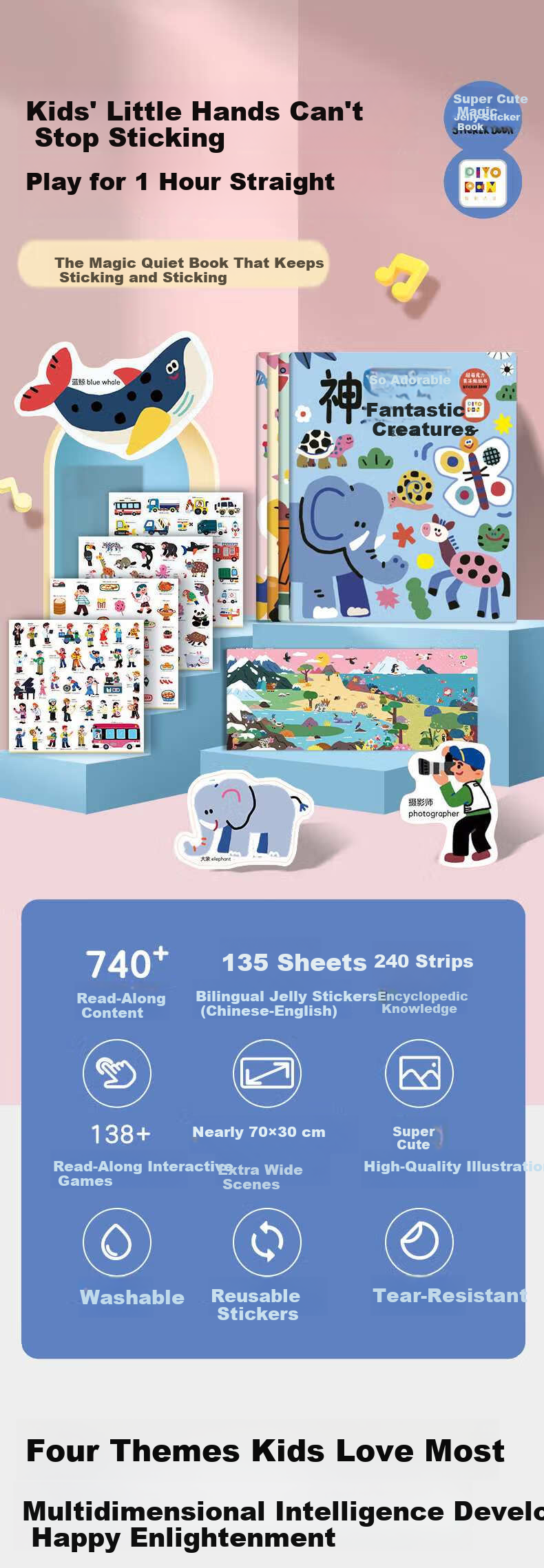 PIYO PEN Princess Dress-Up Magnetic Puzzle Toy, Early Education Enlightenment Toy for Girls, Birthday Gift, Non-Point Reading Versio 1