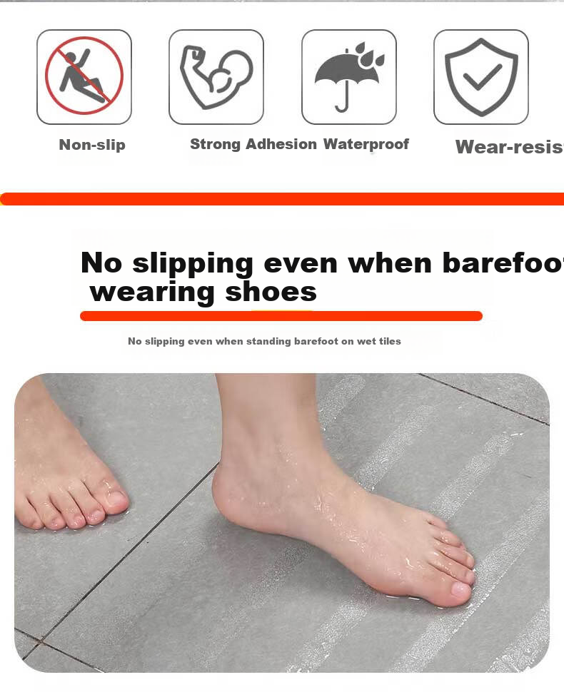 Oumai Bathroom Non-Slip Stair Step Anti-Slip Tape Transparent 2*38cm 12-Pack 1