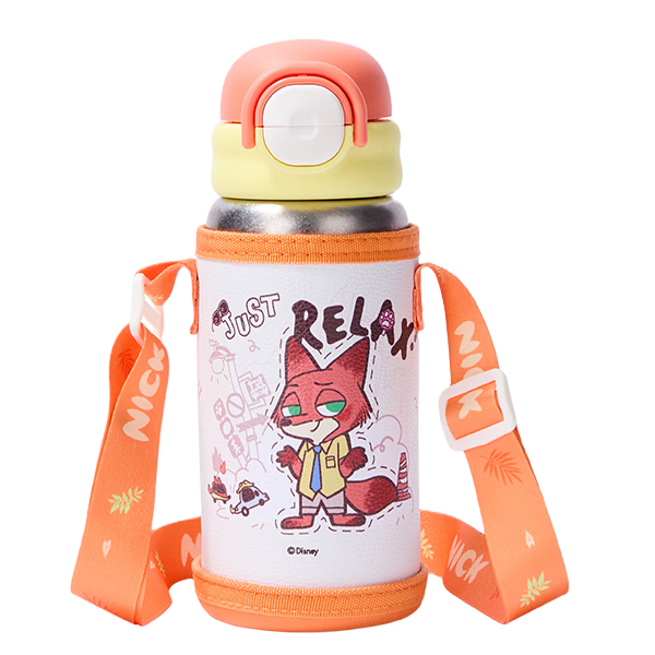 Disney Titanium Kids Insulated Water Bottle Pure Titanium Antibacterial Portable Straw Cup with Sleeve High-Quality Gift
