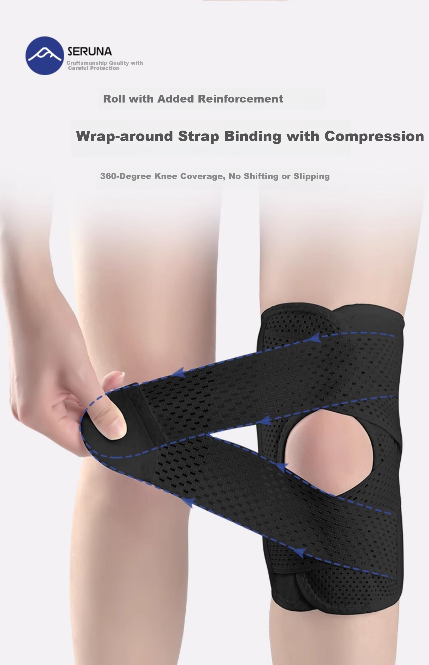 SERUNA Japanese Knee Brace for Meniscus Injury Joint Support Unisex Sports Knee Patella Protector with Sleeve for Jump Rope Running 8