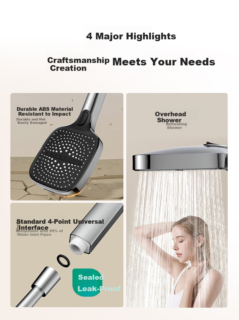 MICOE Shower Head Set High-Pressure Home Bathroom Waterfall Single Handheld Silicone Descaling Large Panel Rain Shower Head 2