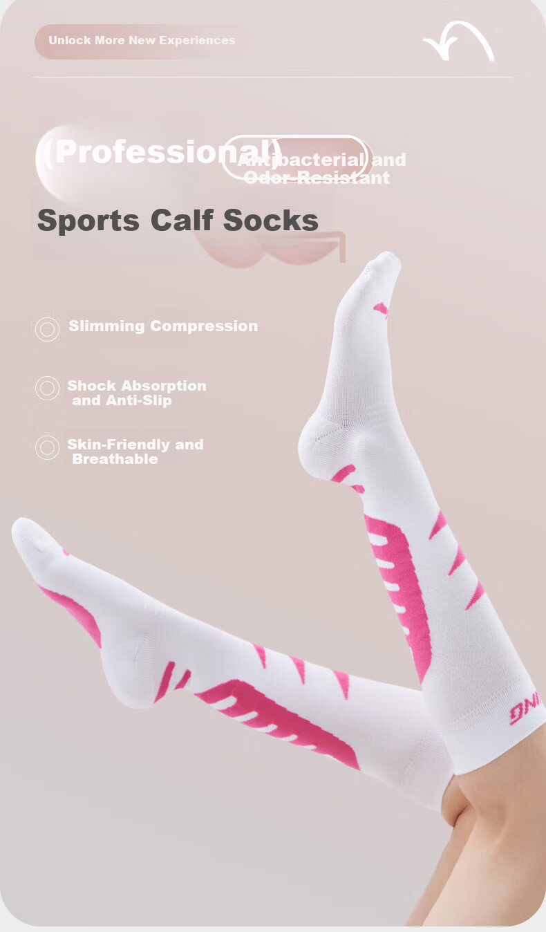 Li-Ning Sports Compression Socks, Calf Socks, Professional Yoga Running Jump Rope Long Fitness Non-Slip Breathable 1