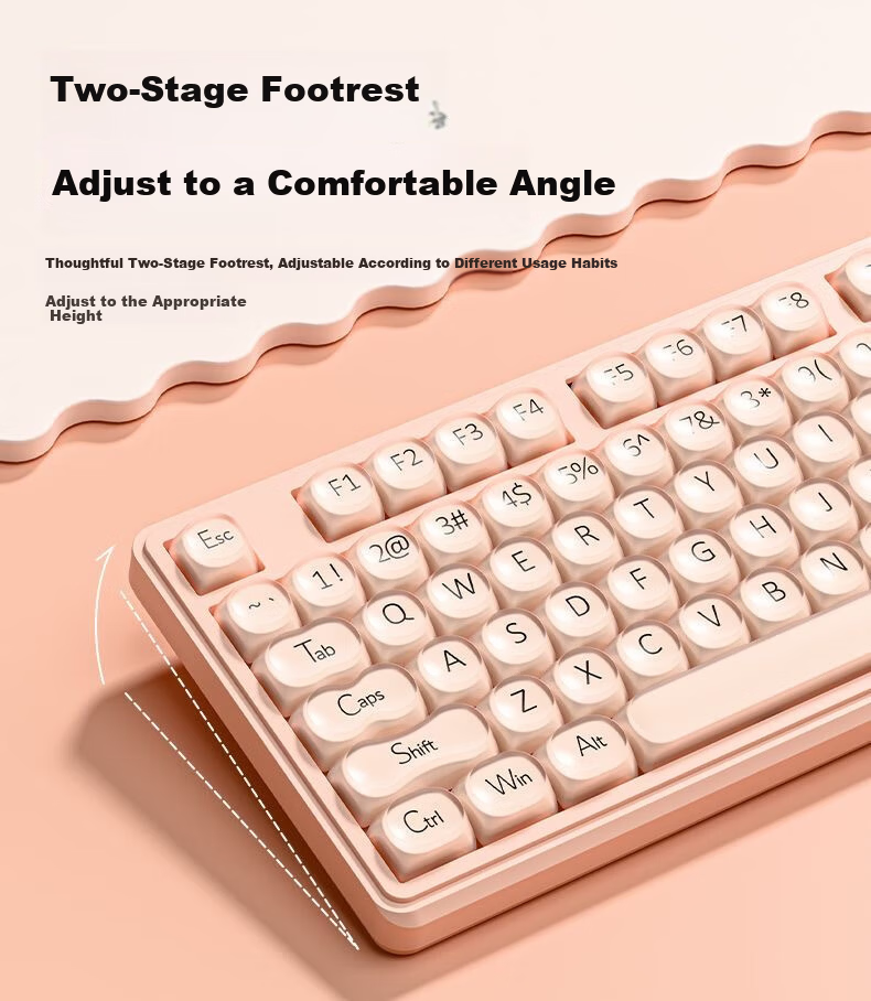 EWEADN V102Air Silent Mechanical Feel Wired Keyboard Pink Foundation High-Value Portable 98-Key Keyboard for Office Gaming Laptop Tablet Peripheral 8