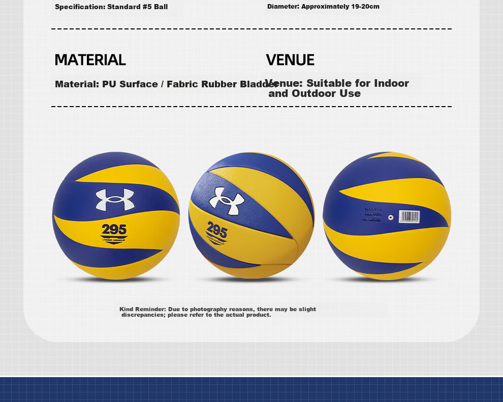 Under Armour Volleyball Training and Competition Ball for Middle School Exams, Adult and Children Soft and Hard Volleyball Size 5 14