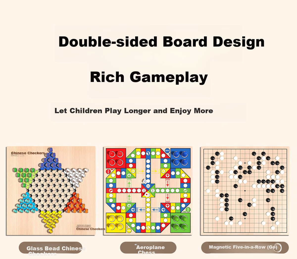Xiaowandou Flying Chess, Children's Day Checkers, Gomoku, Elementary School Students' Multifunctional Board Game Set, Five-In Chess Set, Children's Day Toy 3