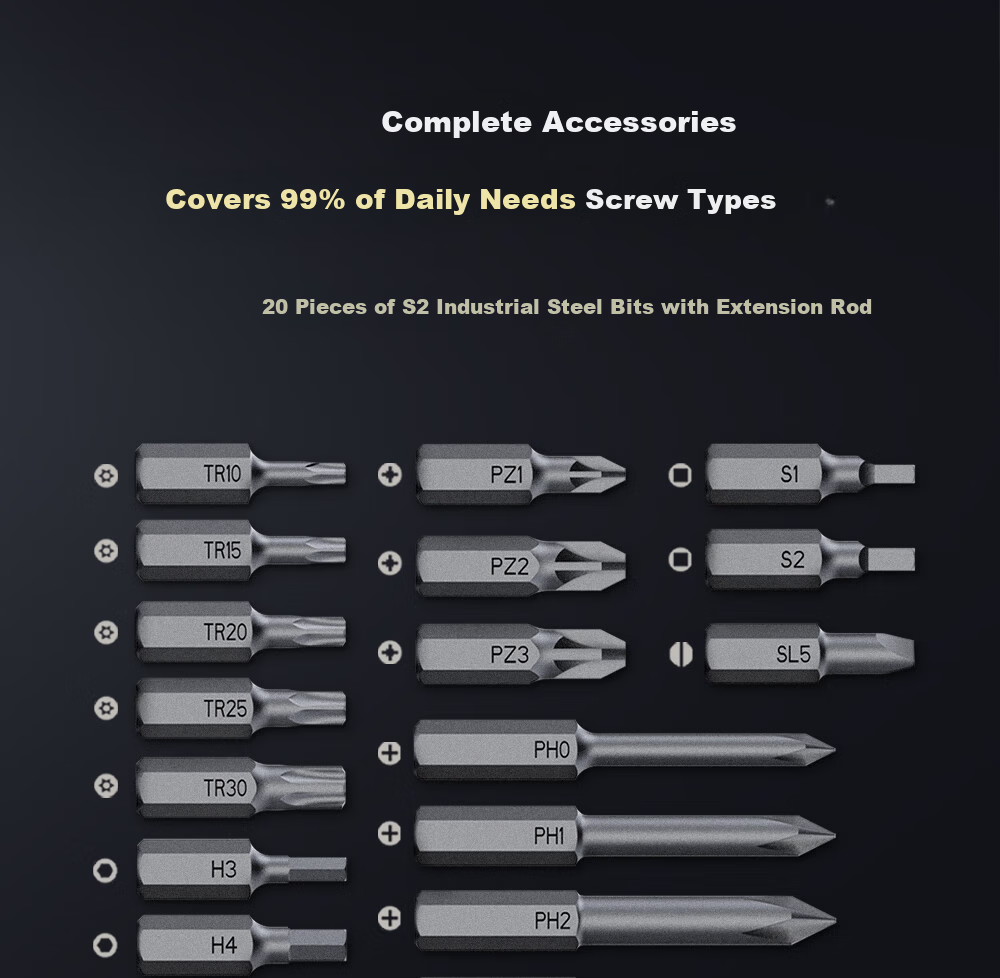 Fanttik S2 Pro Straight Handle Electric Screwdriver Multifunctional 7-Speed Adjustable Household Furniture Assembly Screwdriver 16