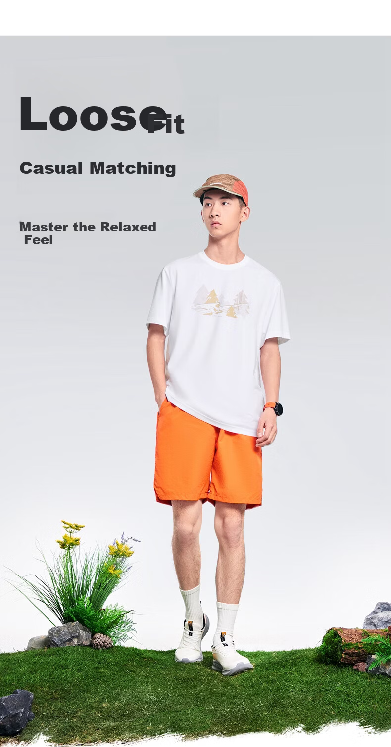 Erke Men's Crew Neck Short Sleeve Knit Shirt Summer Outdoor Casual Sports T-Shirt Fashion Basic Versatile Top 3