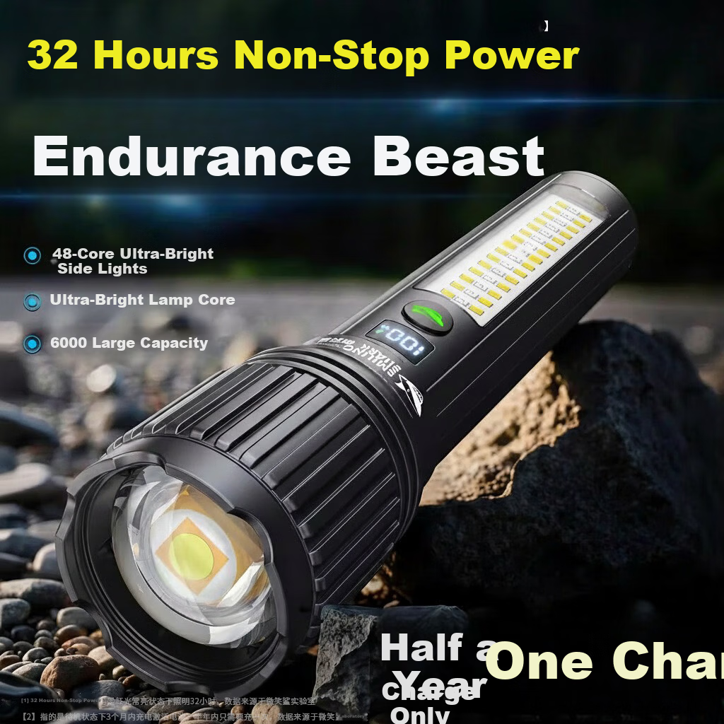 Smile Shark 5465 High-Power Flashlight Long Battery Life Military Outdoor Rechargeable Waterproof Emergency Super Bright Spotlight