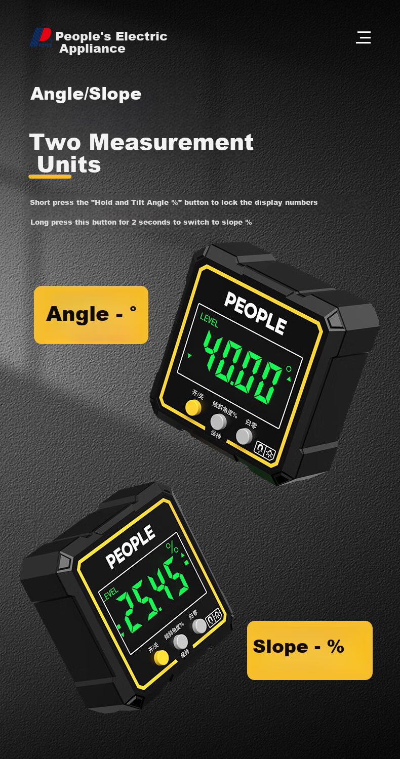 People's Digital Inclinometer Box Electronic Digital Level with Magnetic Angle Meter Slope Gradient Ruler RE-DIM032S 4
