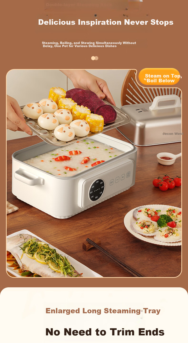 Xike Egg Steamer Multi-Function Electric Steamer Automatic Power-Off Small Stainless Steel Double-Layer Breakfast Egg Cooker JPZDQ806 7