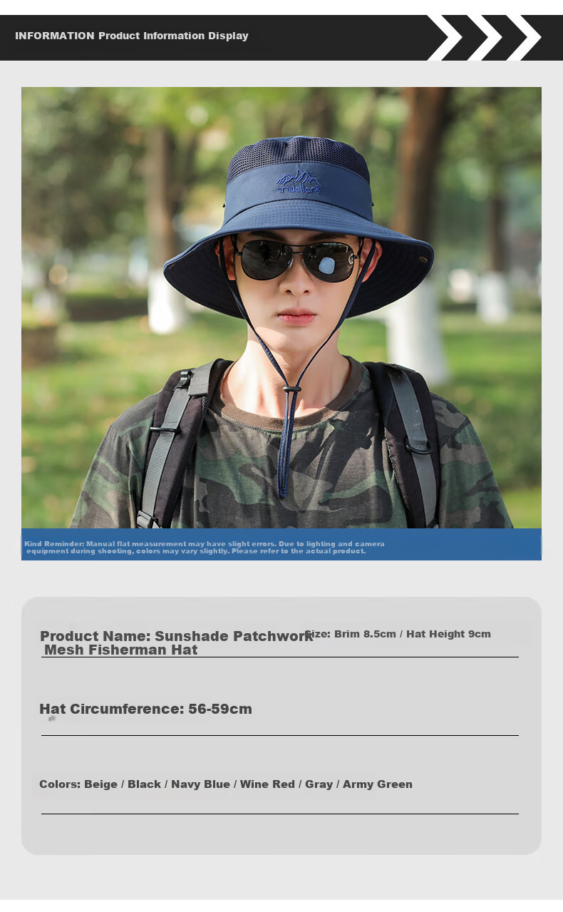XUEXIMAN Men's Outdoor Fisherman Hat Foldable Sun Hat Fishing Cap for Men 7