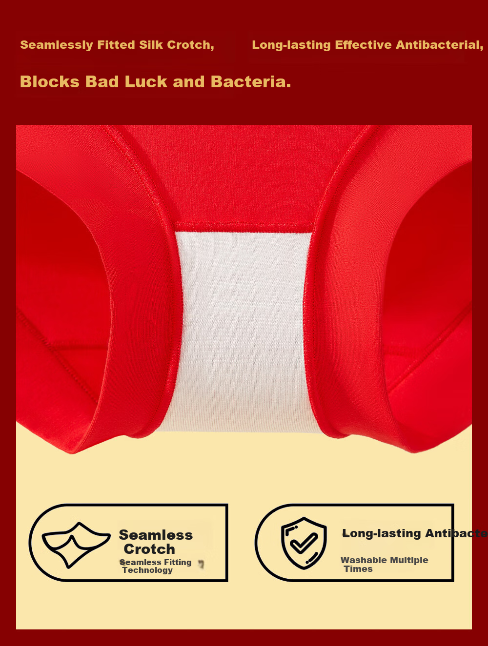 GUJIN Women's Red Underwear Set for the Year of the Snake, Mid-Waist Antibacterial Cotton Briefs and Socks for Marriage Year 6