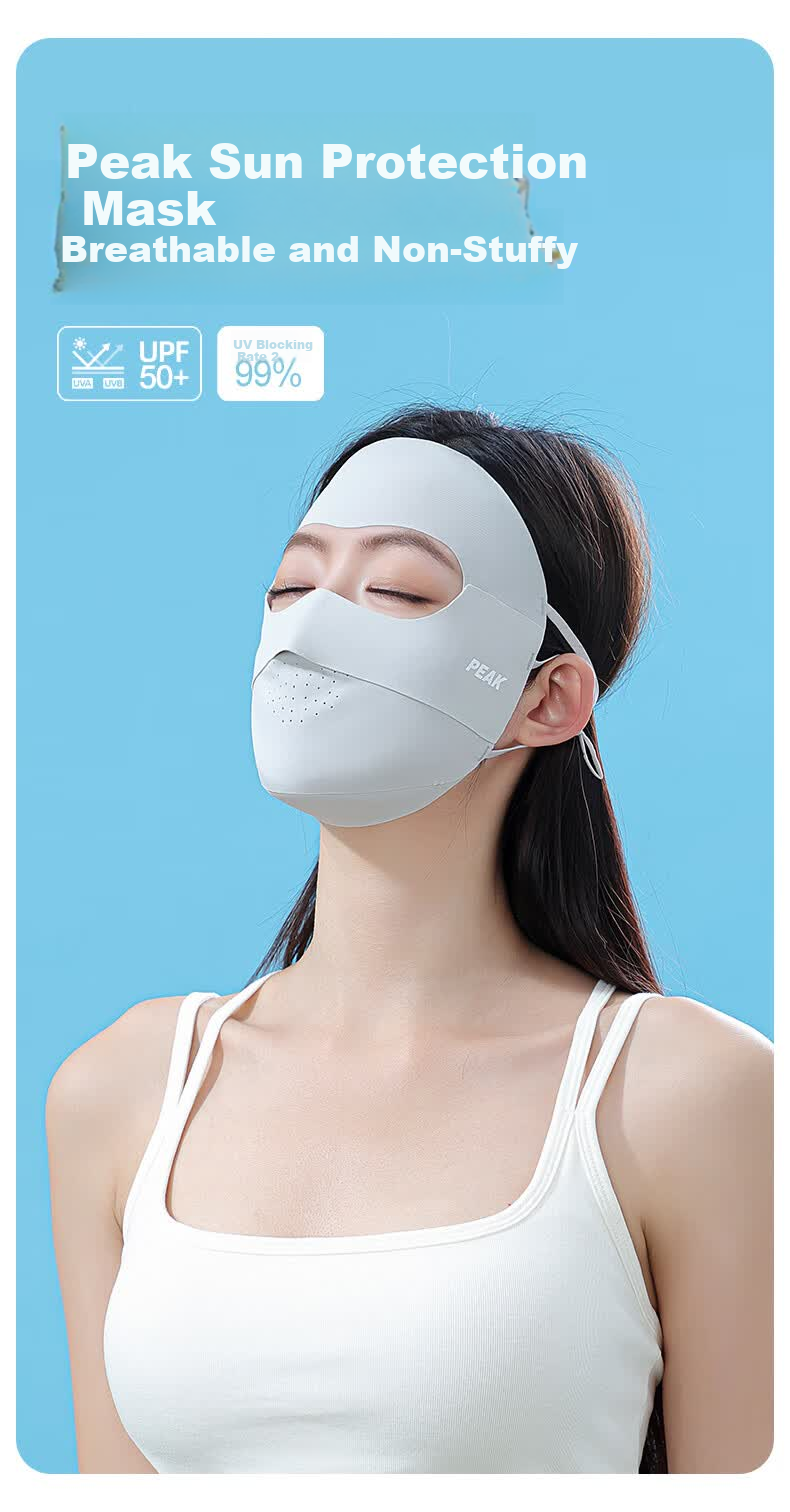 PEAK Sun Protection Face Mask Full Face Ice Silk UV Protection Breathable Outdoor Cycling Gray 1