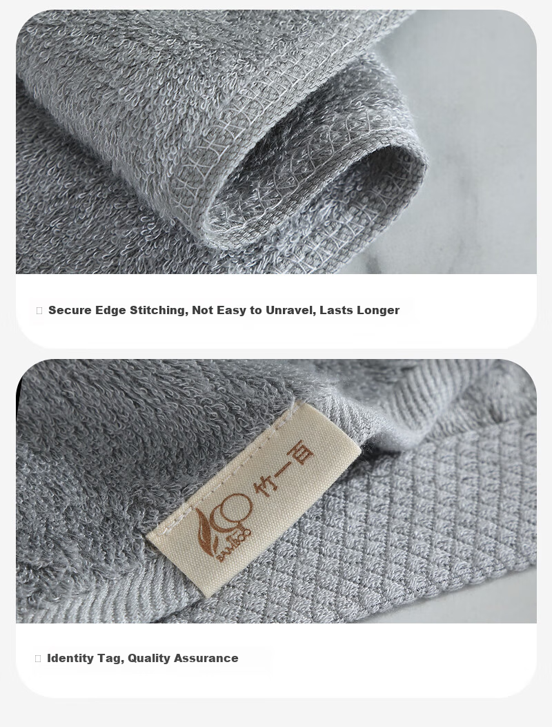 Bamboo 100 Antibacterial Pure Bamboo Fiber Towels, 4 Thickened Adult Absorbent Face and Hair Drying Towels, 34*76cm 10