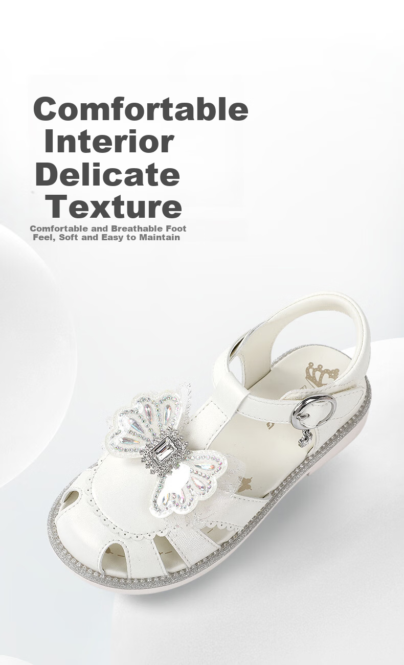 Dr. Kong Summer Princess Sandals for Girls with Velcro Closure Beige Size 29 4