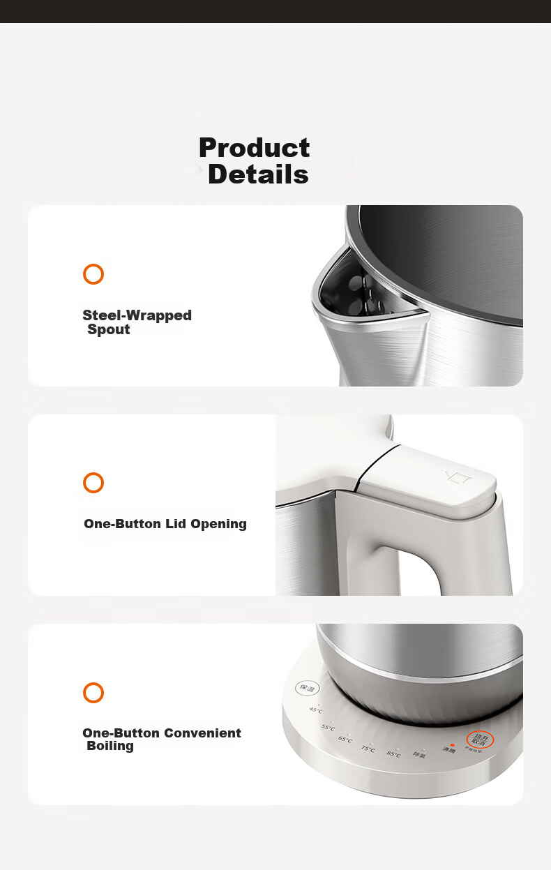 Joyoung Electric Kettle U-Bottom 5-Stage Temperature Control 1.7L 316L Stainless Steel Baby-Grade Seamless Inner Liner No Glue 17WU2T 17