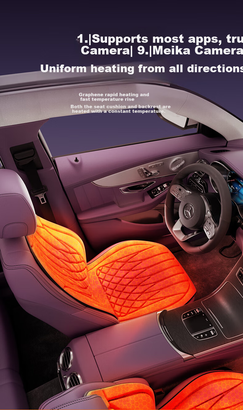 HELLOLEIBOO Car Heated Seat Cushion Winter Vehicle Graphene Electric Heating Pad Plush Seat Cover 12V 24V Universal 4