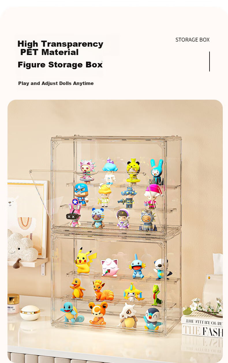 40,000 Kilometers Blind Box Storage Display Rack Transparent Dustproof Figure Storage Box Doll Labubu Pop Mart Model Display Cabinet 3
