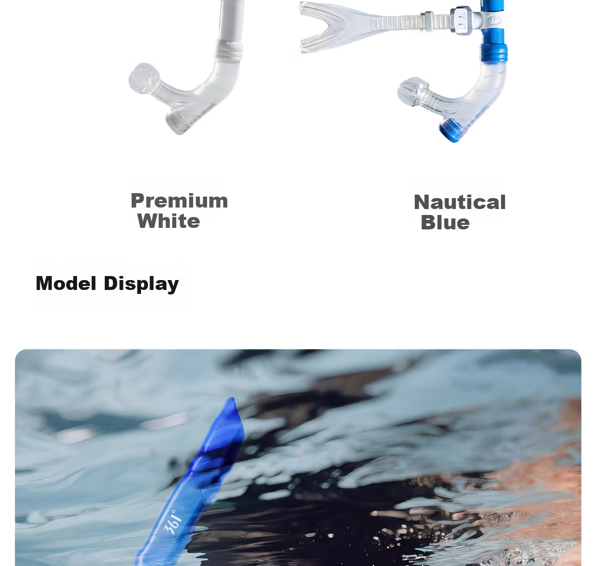 361° Swimming Snorkel Professional Underwater Breathing Tube Adult Youth Freestyle Snorkeling Breathing Apparatus 11