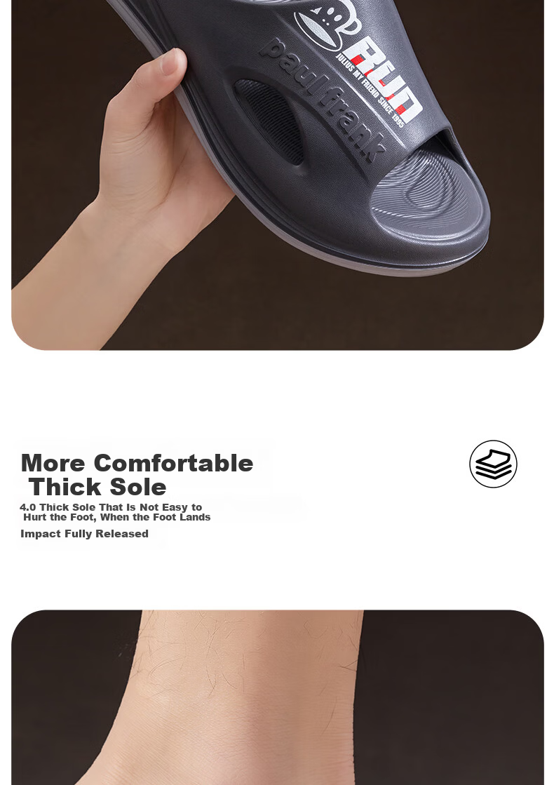 Paul Frank Men's Summer Slippers New Indoor Outdoor Bathroom EVA Odorless Sandals 6644 Gray Size 40-41 4