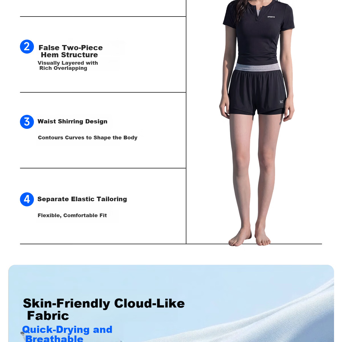 361° Women's Two-Piece Short Sleeve Tankini Swimsuit, High-Waist Slimming Conservative Plus Size Swimwear for Swimming and Hot Springs 4
