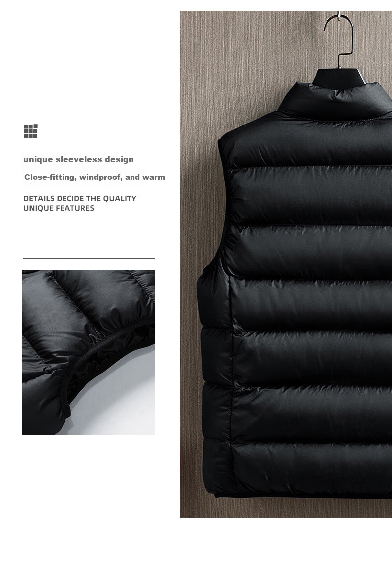 JEEP SPIRIT Men's Autumn Winter Sleeveless Cotton Vest Warm Cotton Waistcoat Casual Loose Fit Black 2XL 8