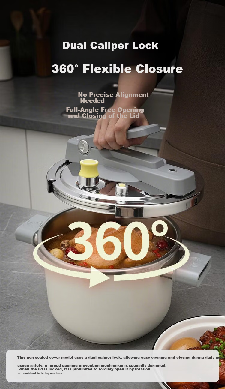 JD Jingzao High Pressure Cooker Pressure Pot Food Grade 316 Stainless Steel Multi-Safety Explosion-Proof 6L Large Capacity Stove Compatible 22cm 6