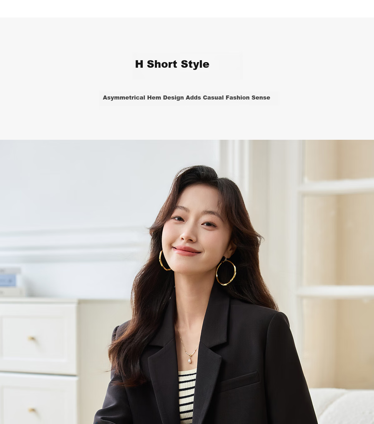 PinCai Women's Black Short Blazer Suit Jacket Casual Long Sleeve Shoulder-Padded Professional Workwear P51U001 5
