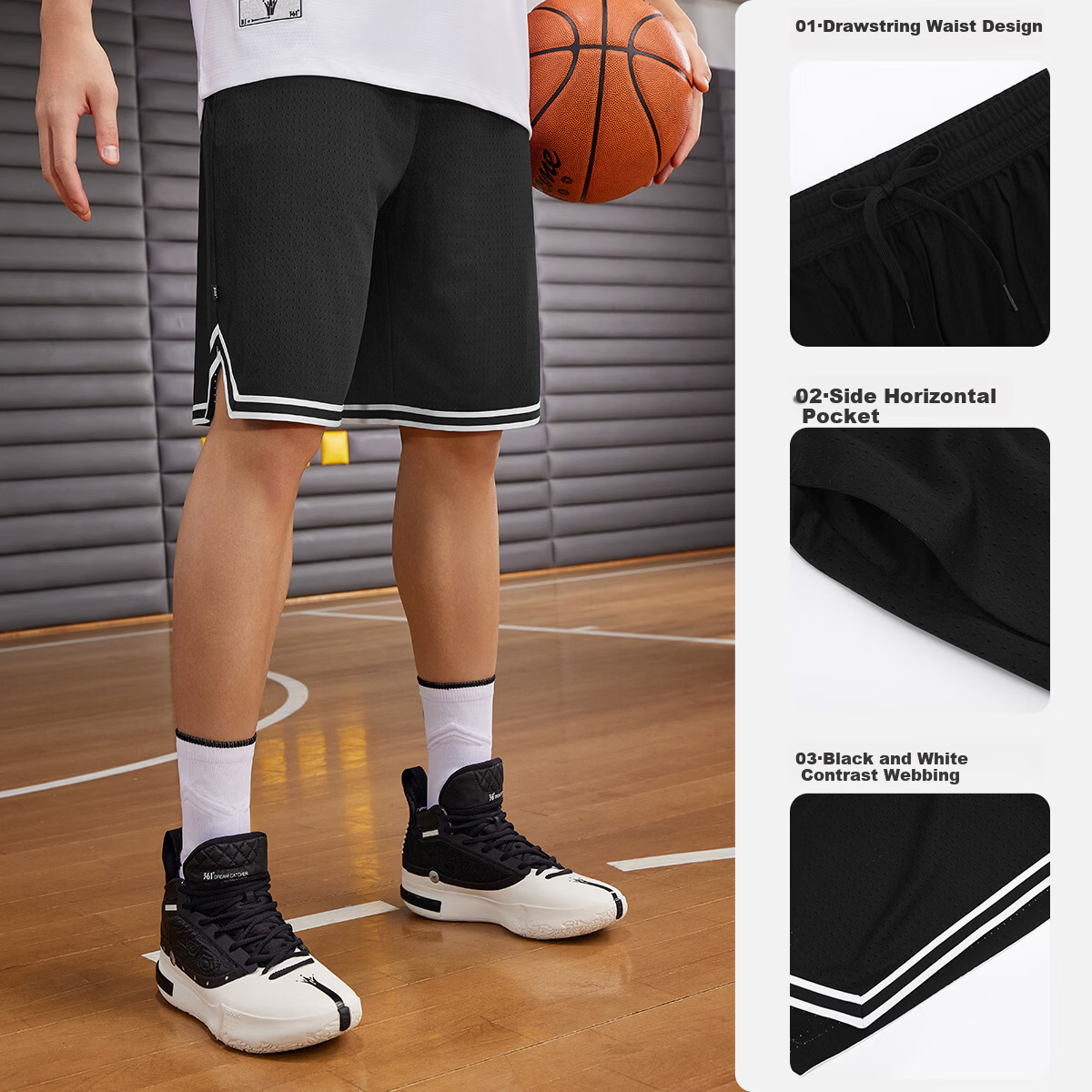 361° Men's Sports Shorts Spring Summer New Quick-Dry Basketball Five-Point Loose Printed Pants 652621702-1