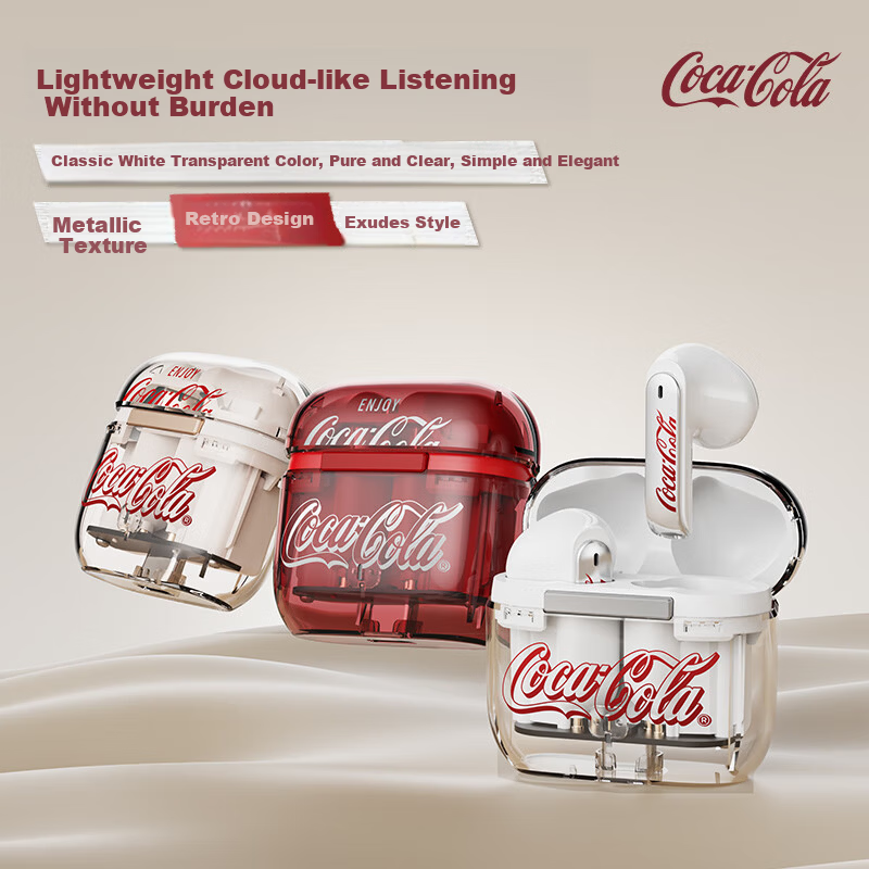 Coca-Cola T36S Bluetooth Semi-In-Ear True Wireless Earbuds Gaming Sports Running Earphones Long Battery Life Comfortable Fit 2026 Latest Model Gift for Men, Women, and Students