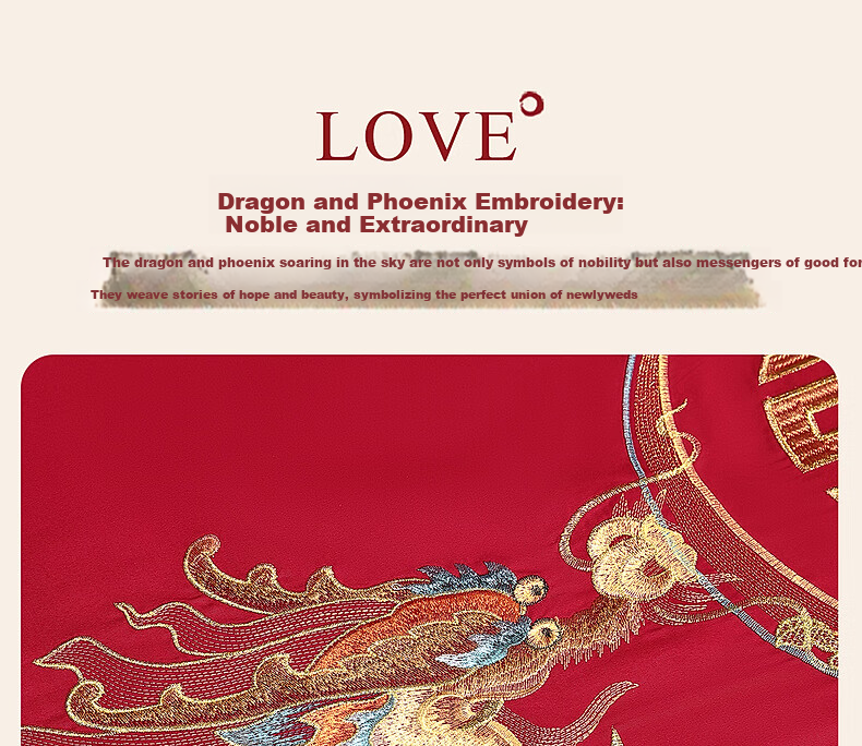Shuixingjiafang Wedding Bedding Set, 100% Pure Cotton, Red Color, Wedding Bed Sheet And Duvet Cover, Wedding Gift, Dragon And Phoenix Embroidery, for 1.5m Bed 3
