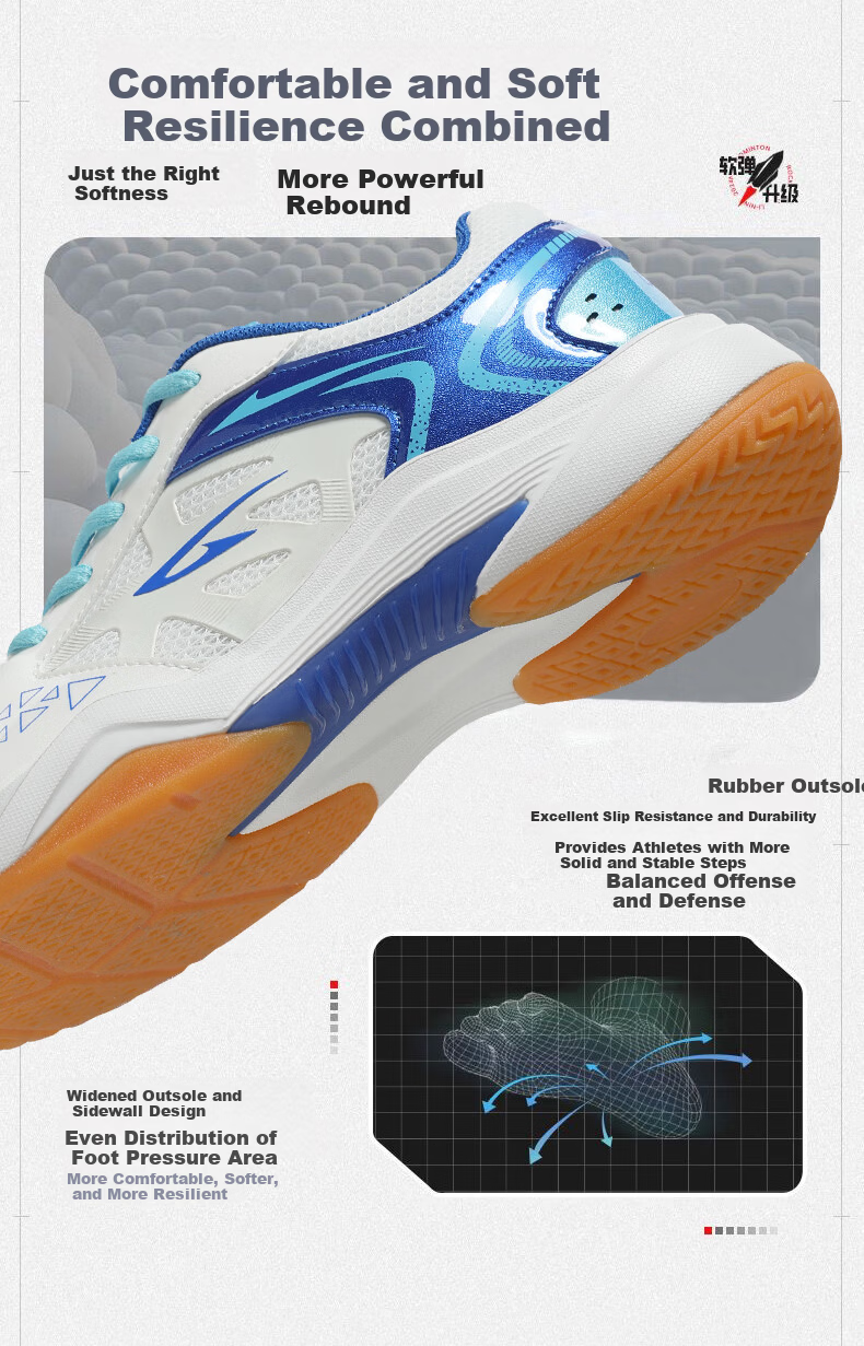 Dareway Unisex Badminton Shoes Shock Absorption Comfortable Stable Support Breathable Competition Training Sports Shoes White Lake Blue Size 45 4