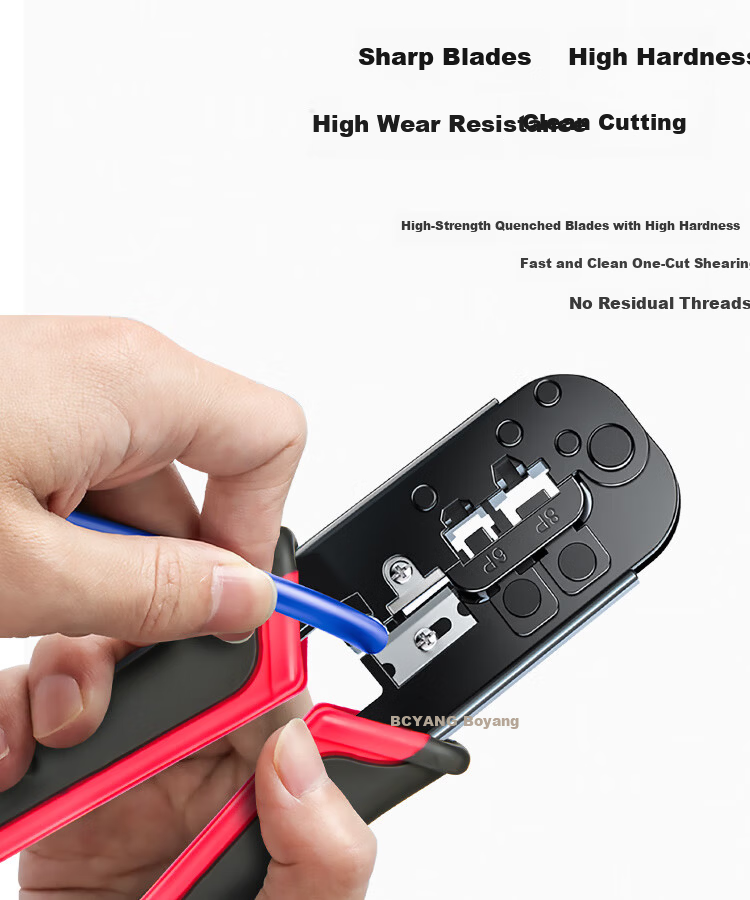 BOYANG Network Cable Crimping Tool Vertical Type Dual-use for Network and Telephone Wires 8P8C 6P6C 6P4C 6P2C RJ45 RJ12 RJ11 Crimping Pliers BY-318 2