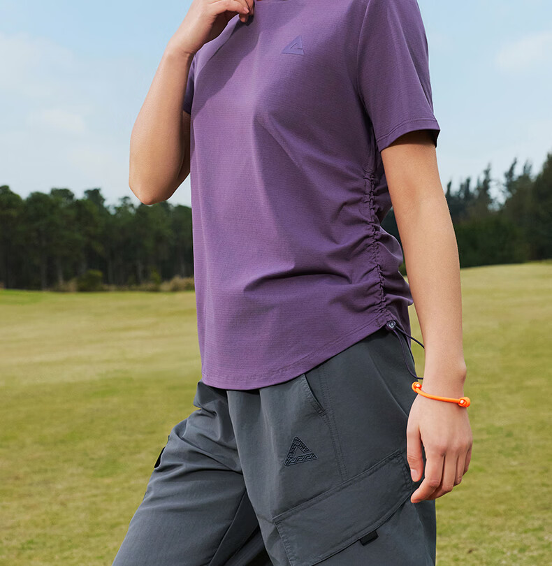 Peak Quick-Dry Short Sleeve Women's Summer Loose Breathable Sun Protection Waist-Cinching Casual T-Shirt Outdoor Sports Running Shirt DF662142 11