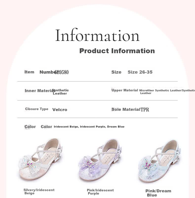 Fulromy Girls Summer Half Sandals Sweet Bow Princess Shoes Non-slip Breathable Leather Sandals Iridescent Beige Size 26 3