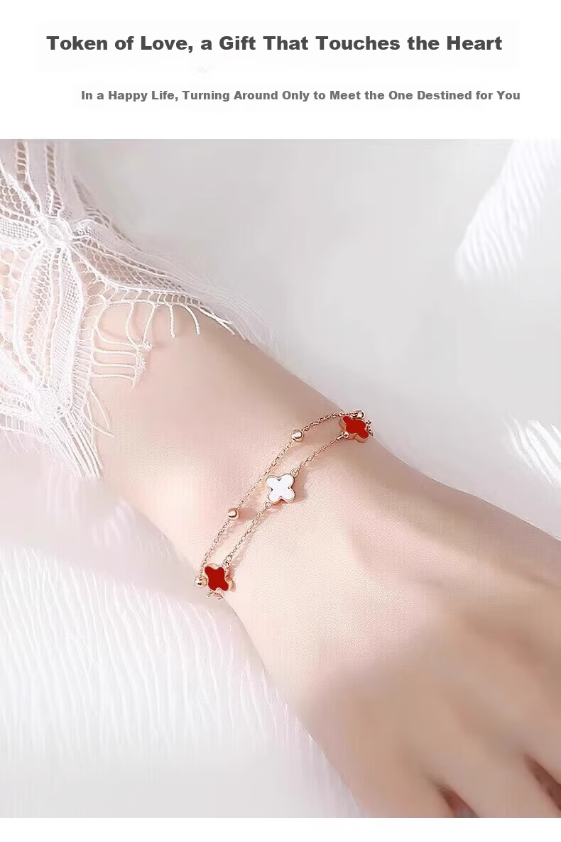 GLTEN Four-Leaf Clover Silver Bracelet for Women New Luxury Jewelry Anniversary Birthday Gift for Girlfriend Wife 14