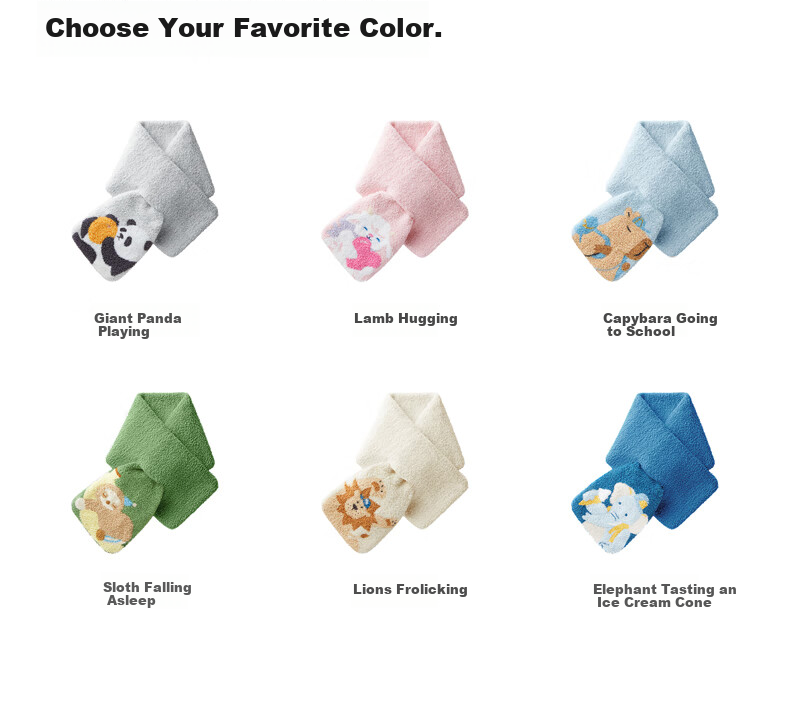Bananain 320Color Kids Scarf Unisex Warm Half-Fleece Animal City Neck Warmer Autumn Winter Accessories 14