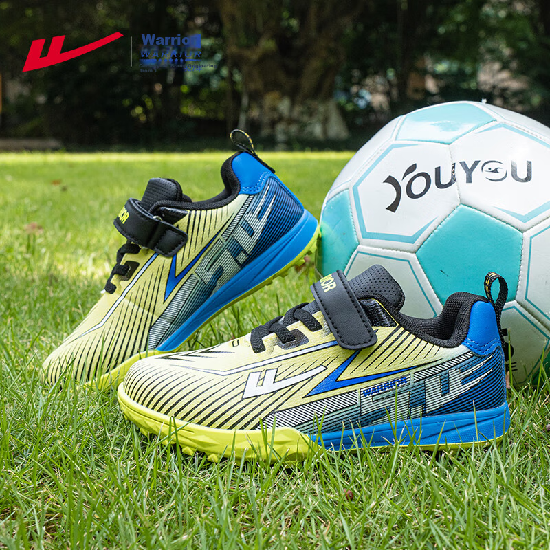 Warrior Boys' Soccer Cleats Studded Youth Kids' School Competition Training Sports Shoes WZ-B776T Fluorescent Yellow/Dark Blue Size 35