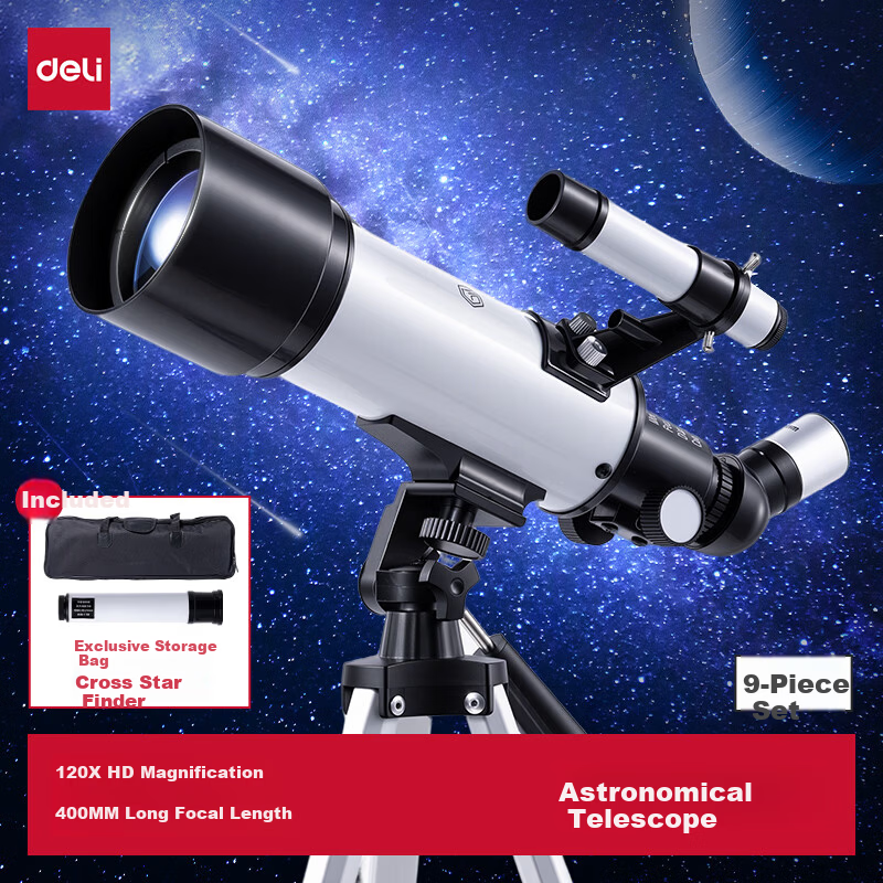 Deli 70400 Professional Stargazing High Magnification High-Definition Children's Day Gift Entry-Level Home Astronomical Telescope Educational Science Popularizatio