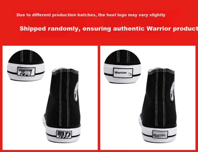 Warrior High-Top Canvas Shoes Unisex Spring Couple Student Casual Sports Sneakers Classic Black Size 35 2