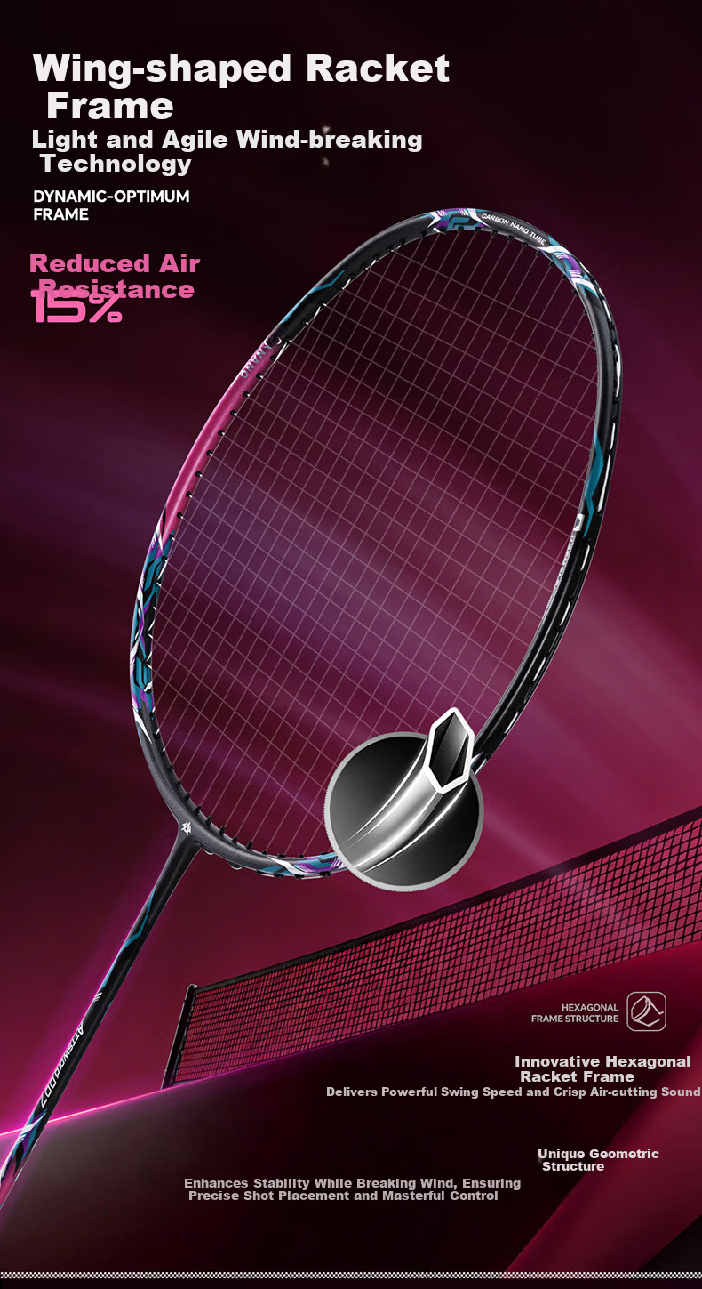 KAWASAKI Full Carbon Ultra-Lightweight Badminton Racket Offensive Model Sword 007 for Men and Women 11