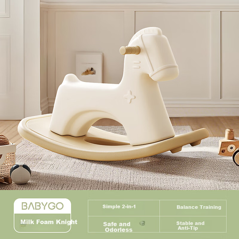 BG-BABYGO Milk Foam Knight Rocking Horse 1-3 Years Old Children's Balance Board Multifunctional 2-in-1 Toy Birthday Gift