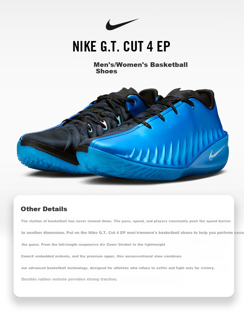 Nike Men's Basketball Shoes G.T. CUT 4 EP HV9921-400 Black Blue Size 40.5 1