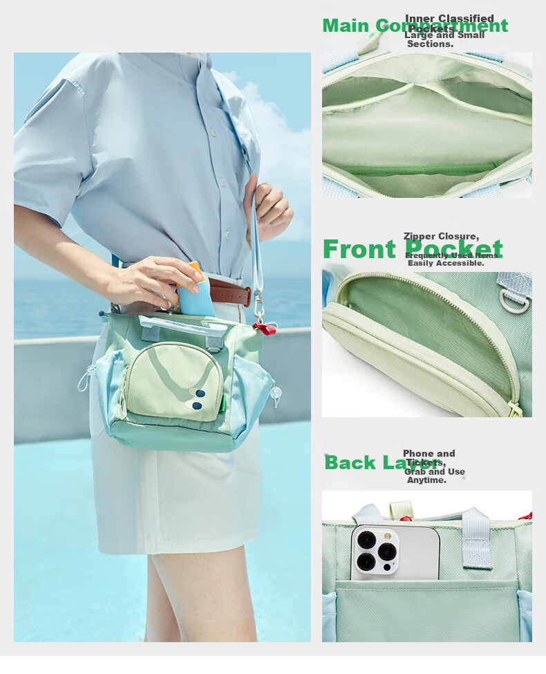 SHUKIKU Rainbow Candy Mommy Mini Tote Bag Outdoor Kids Crossbody Handbag Sea Salt Apple One Size 11