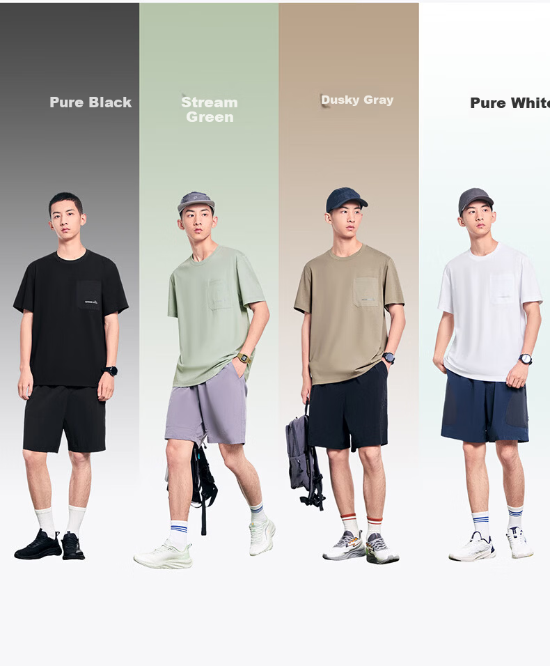 Erke Men's Crew Neck Short Sleeve Knit Shirt Summer Outdoor Antibacterial Sports T-Shirt Breathable Casual Base Layer Top 11