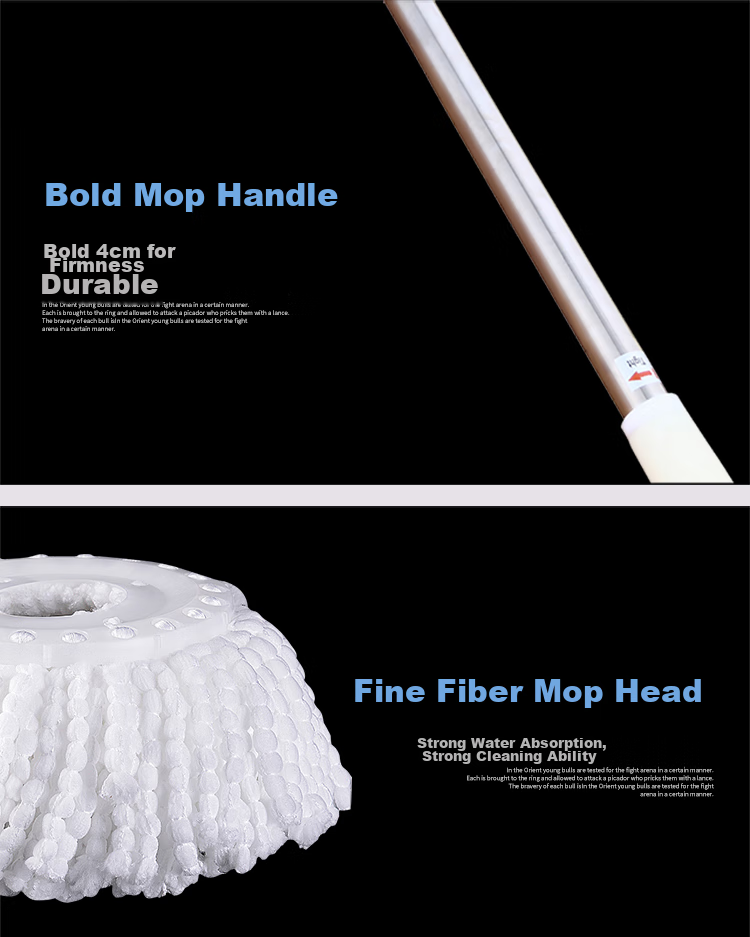 Yagao Rotating Mop Accessories: 2 Mop Heads + Thickened Mop Handle + Round Absorbent Mop Pad, Floor Cleaning Tool 6